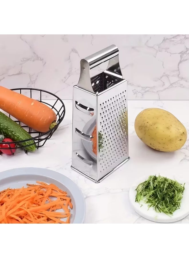 AMM 4-In-1 Premium Stainless Steel Grater for Shredding Cheese, Slicing Vegetables, And Mashing Or Grating - Image 3